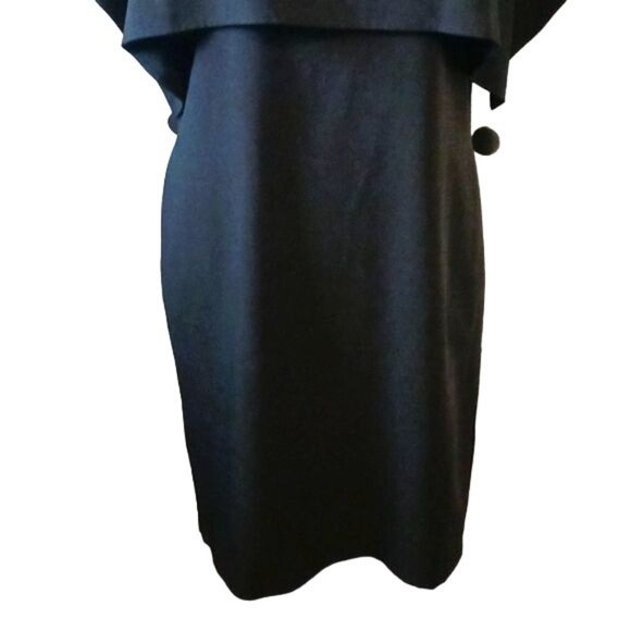 Calvin Klein Black Caped Sheath Dress Knee‎ Length Size 6 Elegant Classic Design - Picture 4 of 13